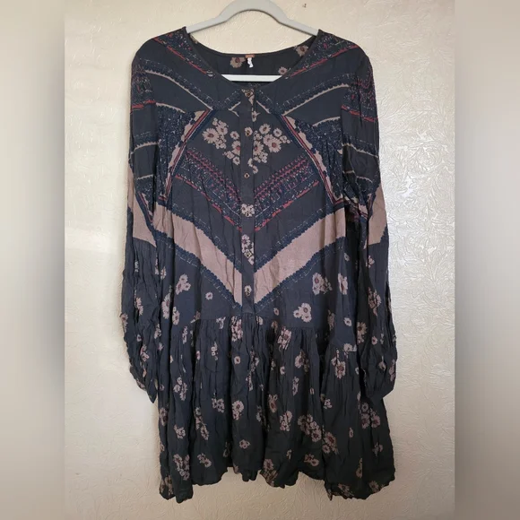 Free People "From Your Heart" Mini Dress in Midnight - Picture 1 of 7